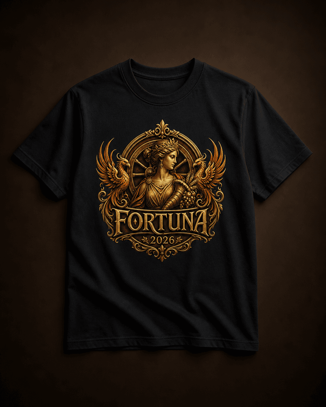 Fortuna 2026 tee — Black · big crest